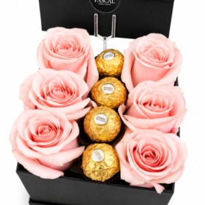 Alternative view of Caja 6 rosas + 4 bombones ferrero