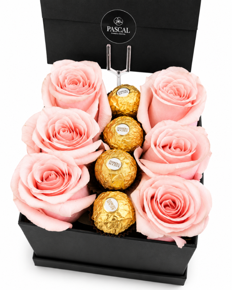 Caja 6 rosas + 4 bombones ferrero - Imagen 2